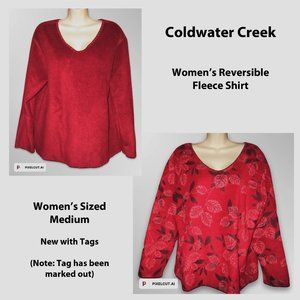 Coldwater Creek REVERSIBLE Fleece Shirt, Size Medium - New Without Tags